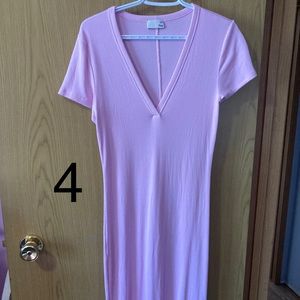 Wilfred Free Ripped light pink midi V neck dress